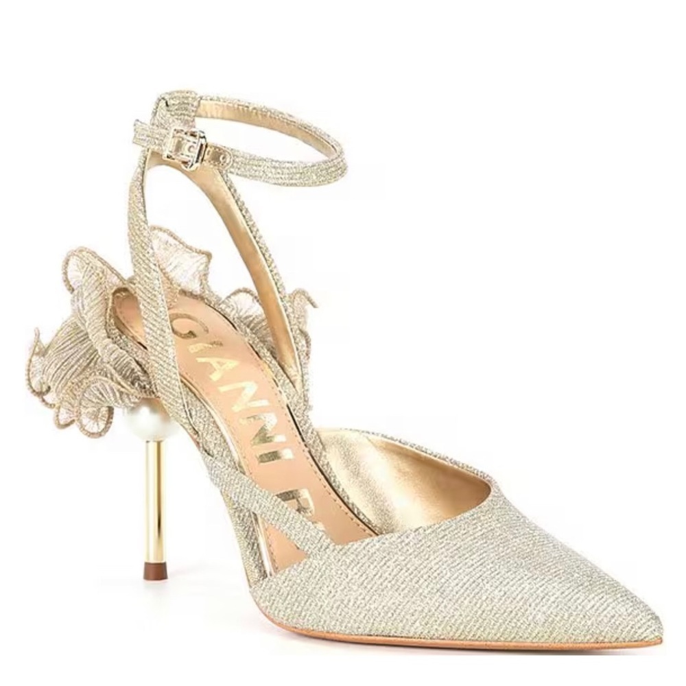 Gianni Bini Elegant Glittery Pearl Heels with Ankle Strap size 8 NWOT